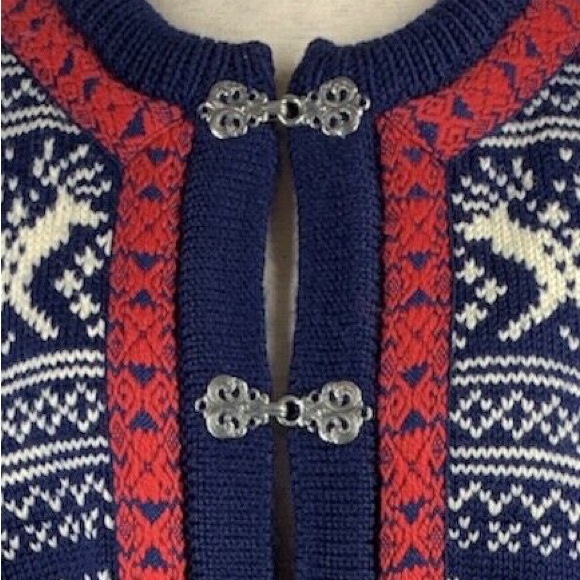 DALE of norway virigin wool sweater womens size XXL loose weave navy winter - Picture 14 of 14